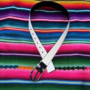 Michael Kors Twist Reversible Rhinestone Black & White Leather Belt